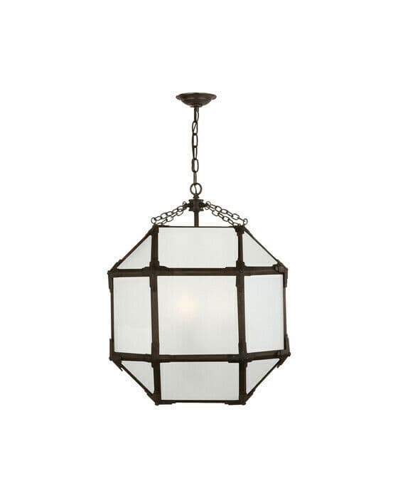 Morris Lantern Antique Zinc/Frosted Glass Medium