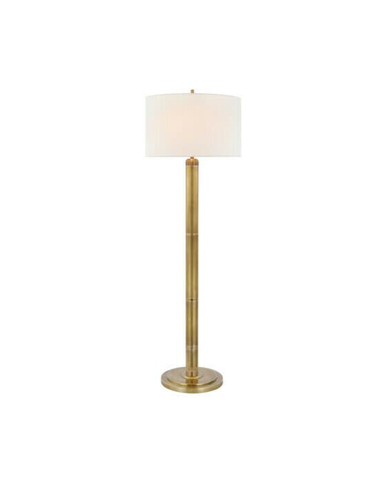 Longacre gulvlampe i antikk messing