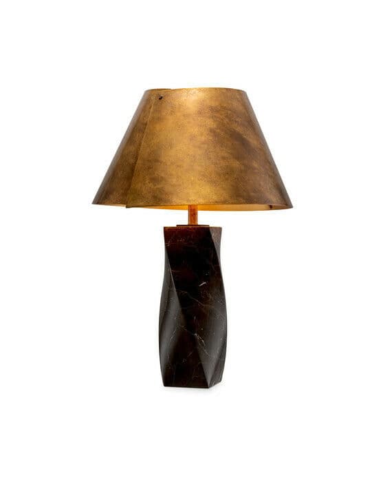 Camelia bordlampe antikk messing / svart