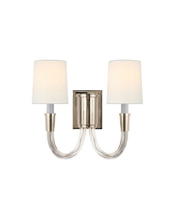 Vivian Double Sconce Polished Nickel/Linen