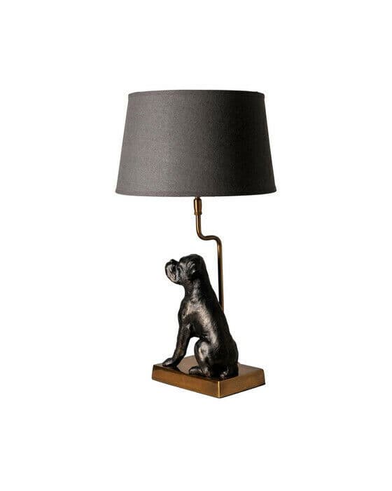 Hund bordlampe svart/gull