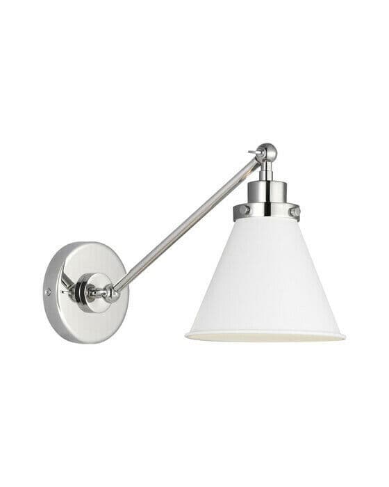 Wellfleet Single Arm Cone Task Sconce Matte White/Nickel