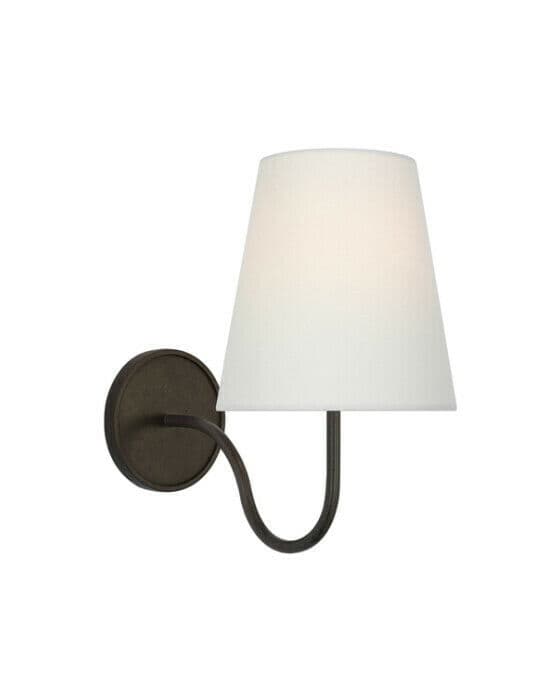 Lyndsie Small Sconce Aged Iron/Linen Shade