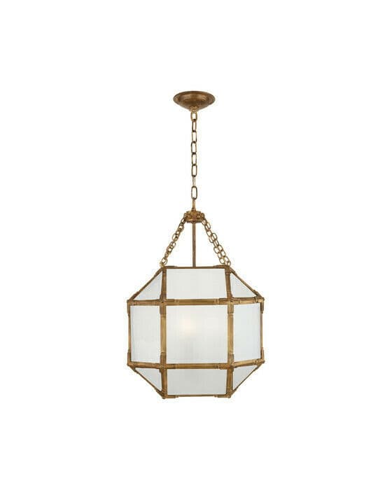 Morris Lantern Gilded Iron/Frosted Glass Small