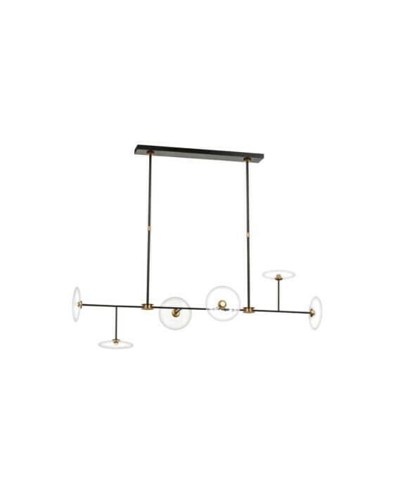 Calvino Linear Chandelier Black and Antique Brass Large