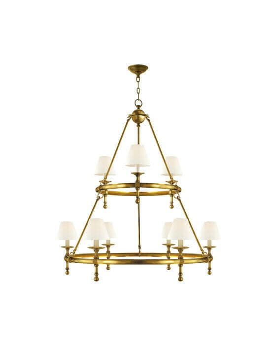 Classic lysekrone dobbel antikk messing