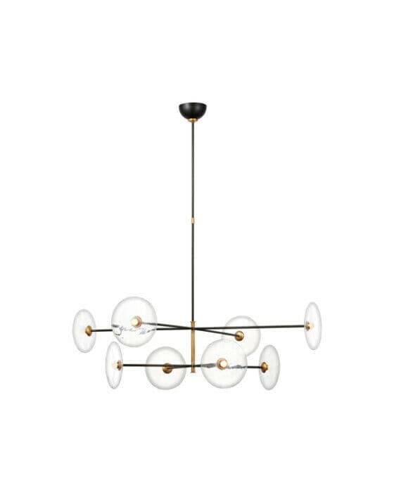 Calvino X- Radial Chandelier Black and Antique Brass Large