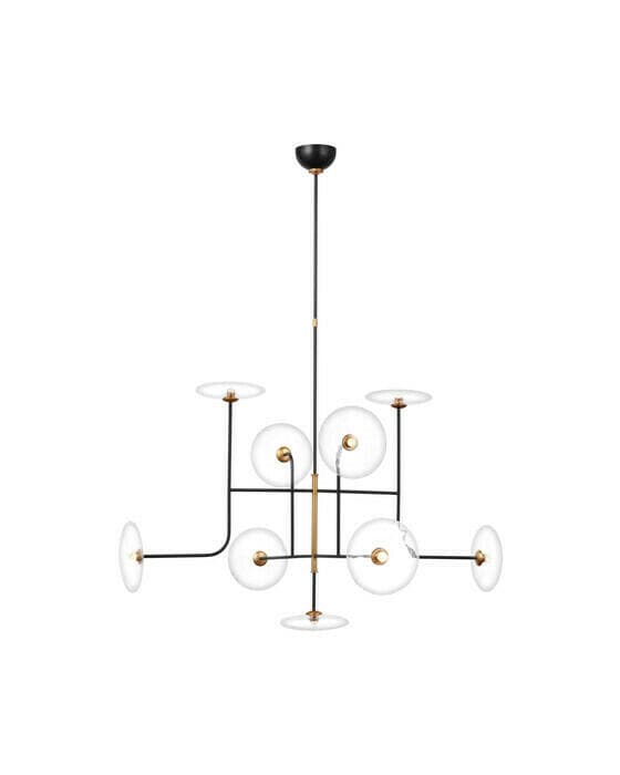 Calvino X- Arched Chandelier Black and Antique Brass Large
