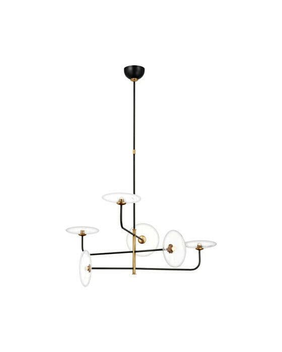 Calvino Arched Chandelier Black and Antique Brass Large