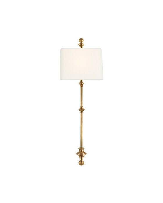 Cawdor Stanchion Wall Light Antique Brass/Linen