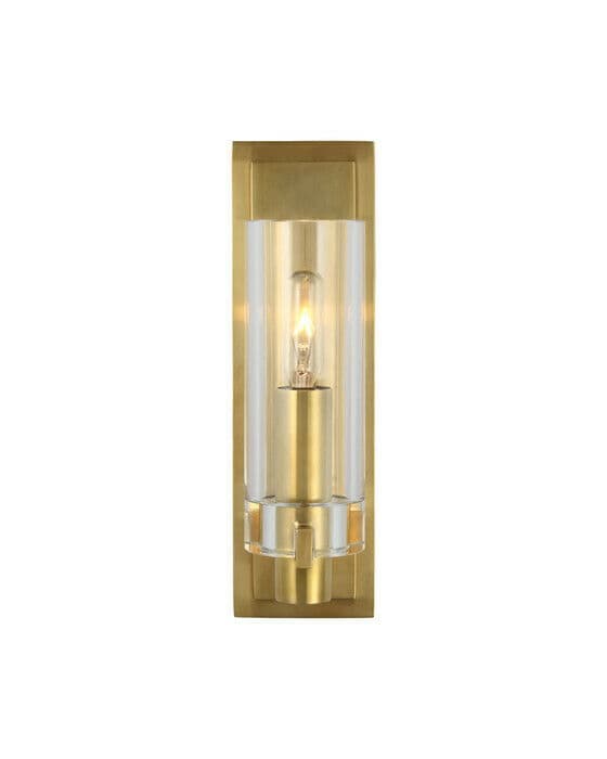 Sonnet Petite Single Sconce Antique Brass/Clear