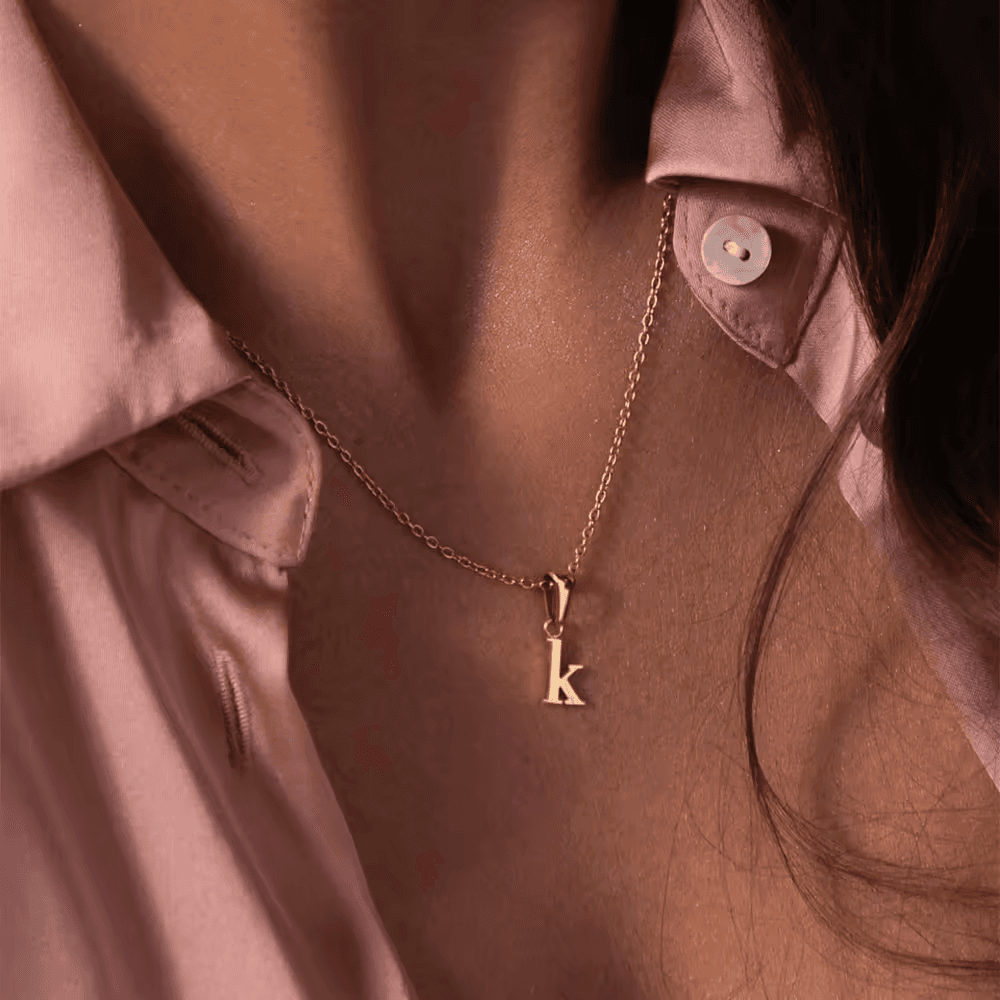 Céleste Necklace Letter Charm 18K Gold