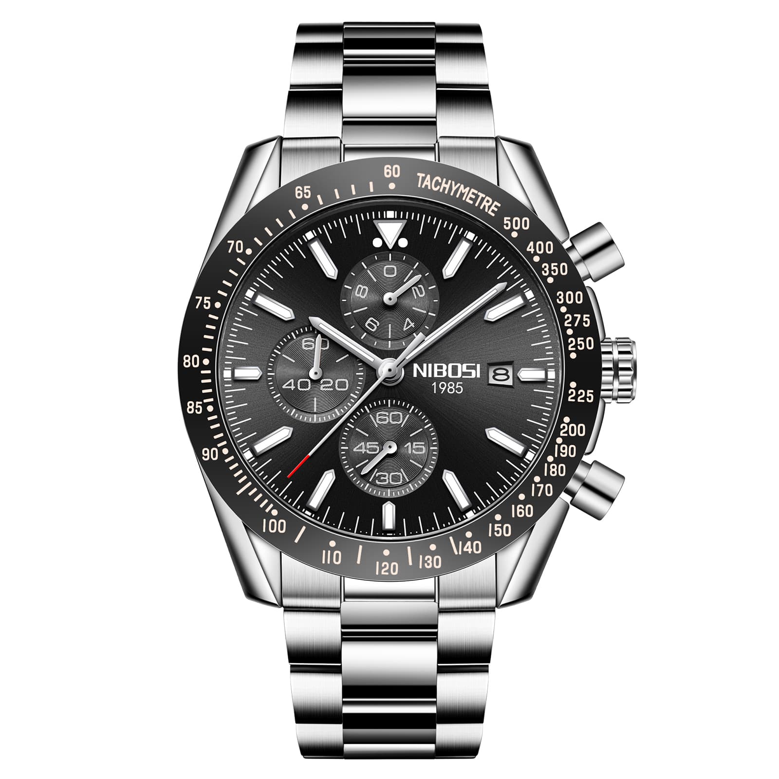 Nibosi Trackmaster Silver Black Steel