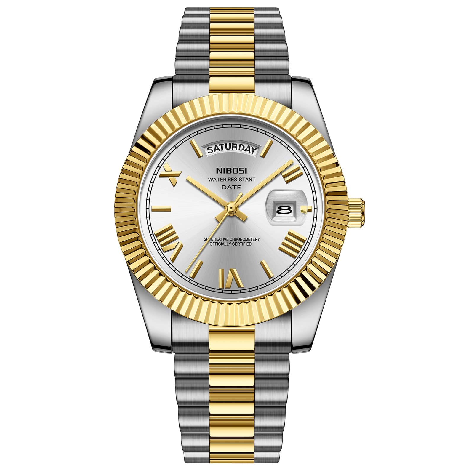 Nibosi Day-Date Roman Silver Gold