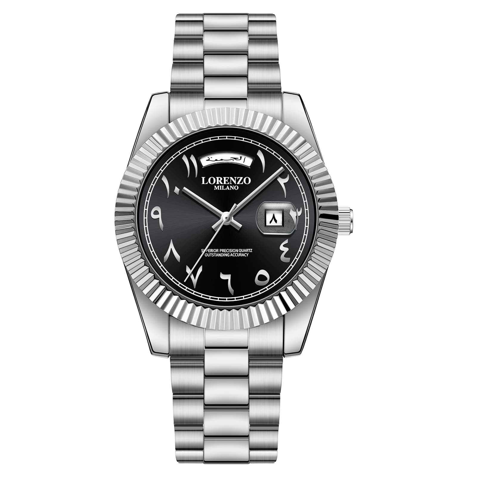 Lorenzo Day-Date Arabic Silver Black