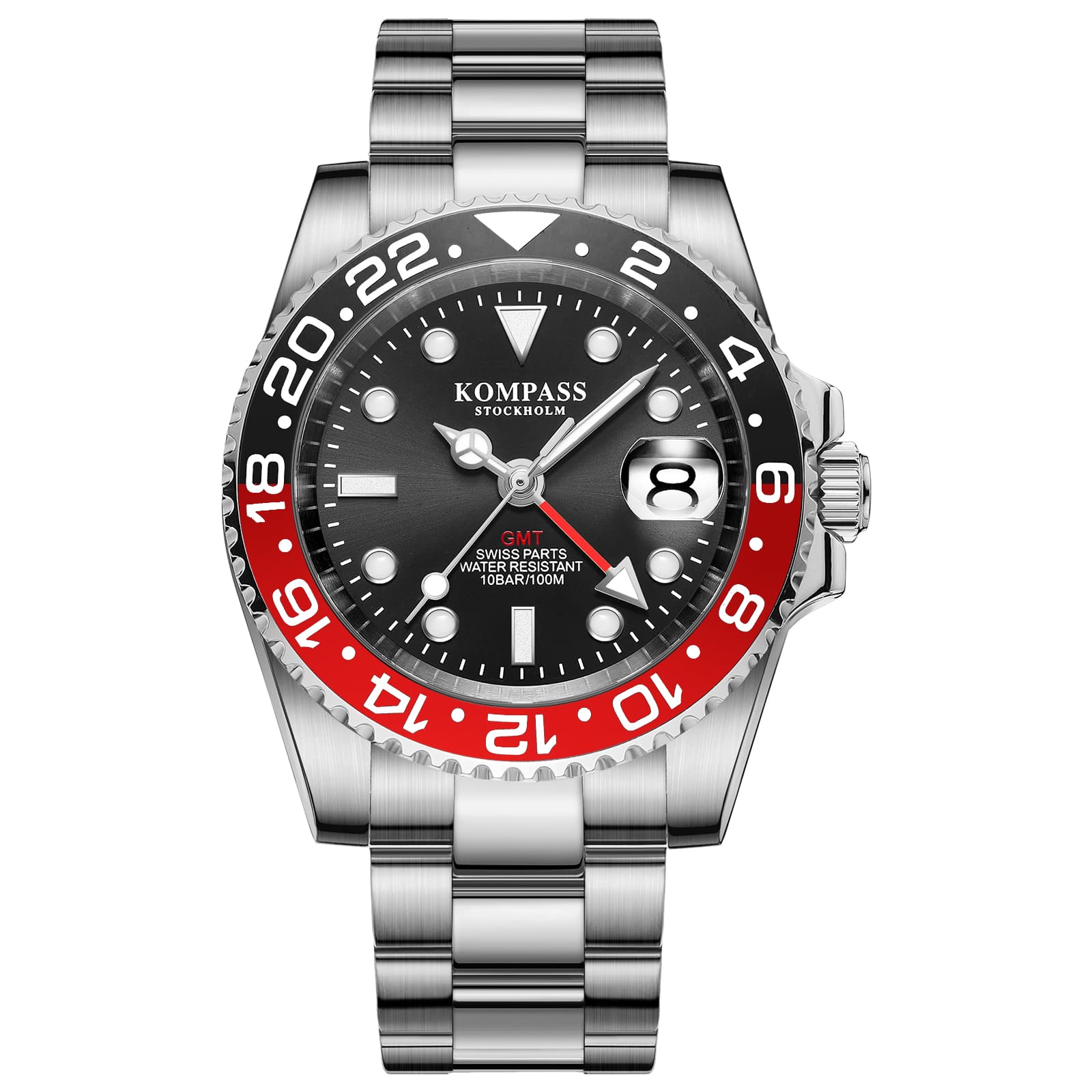 Kompass GMT-Professional Sapphire Steel Black Red