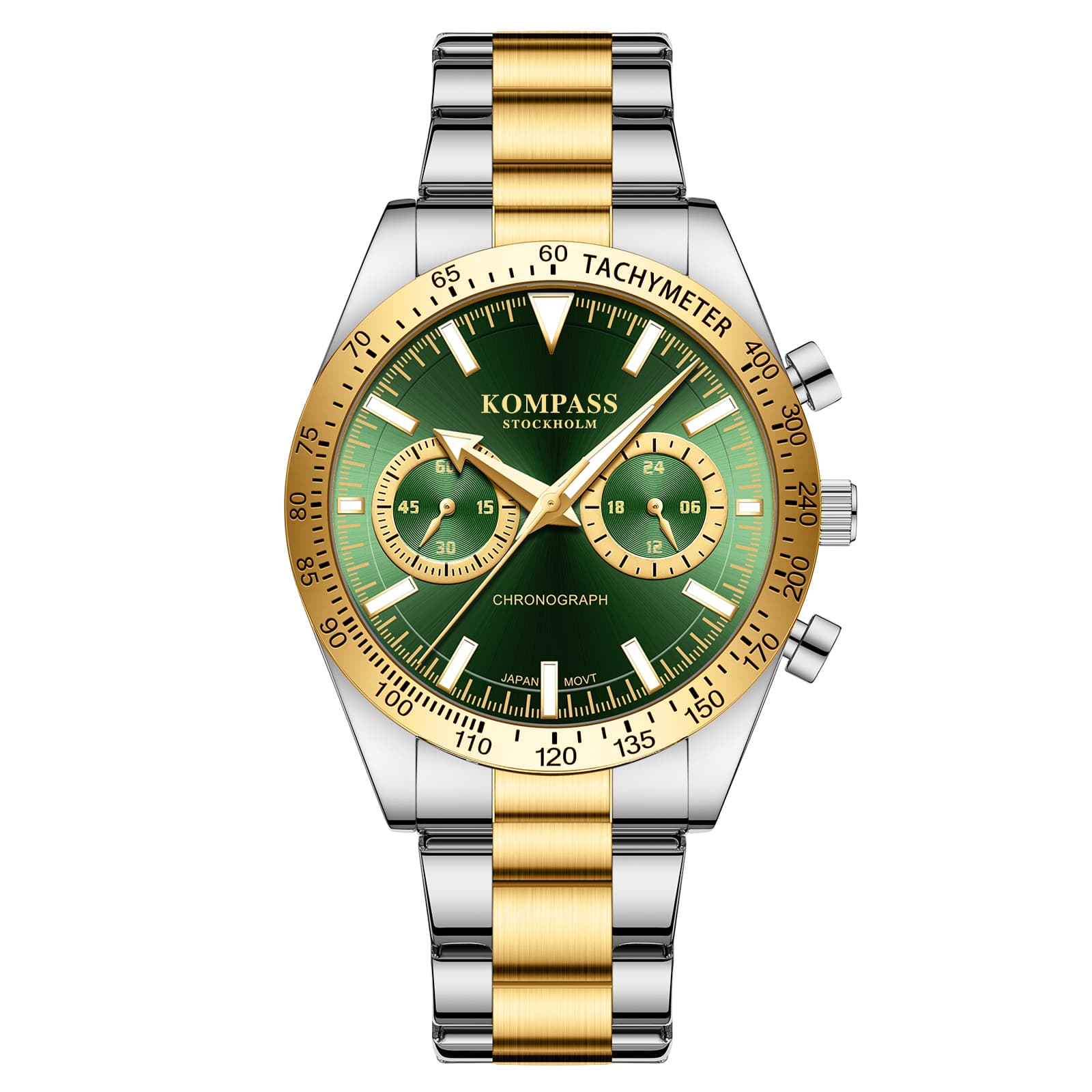 Kompass Airborne Chronograph Silver Gold Green