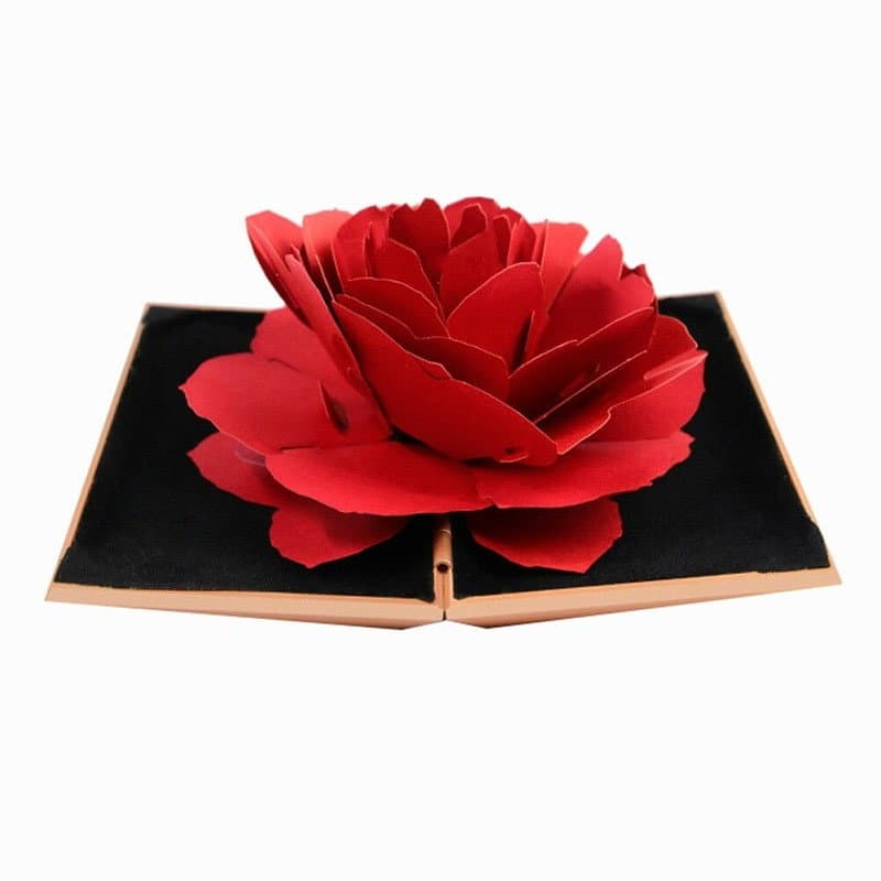 Ringeske med 3D-Rose i Papir - Rosa