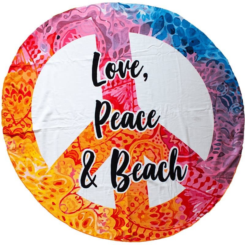Badelaken i mikrofiber, Love, Peace & Beach