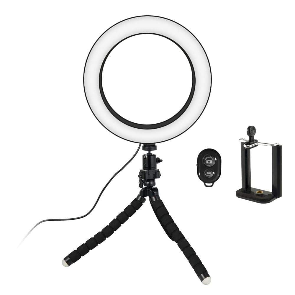 Selfie-lampe/Ring light (20 cm) med formbart stativ