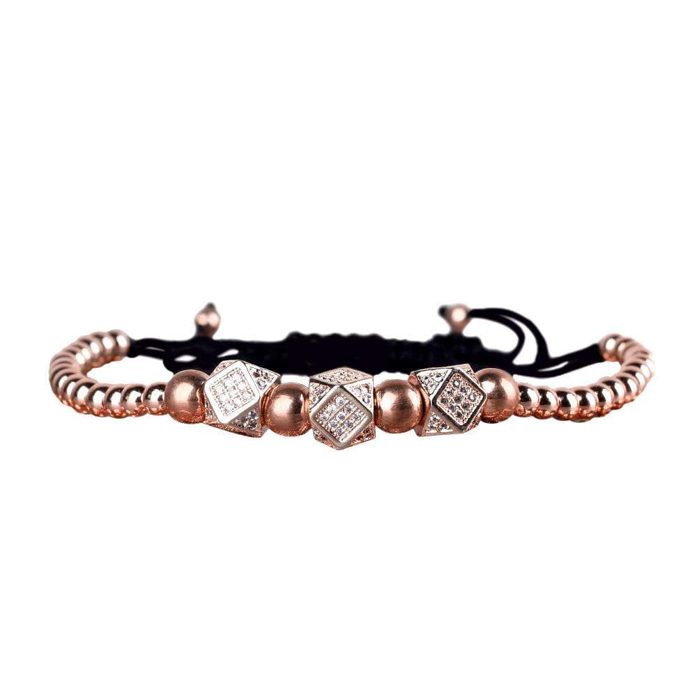 Armbånd, Perler og Tre Charms - Rosé