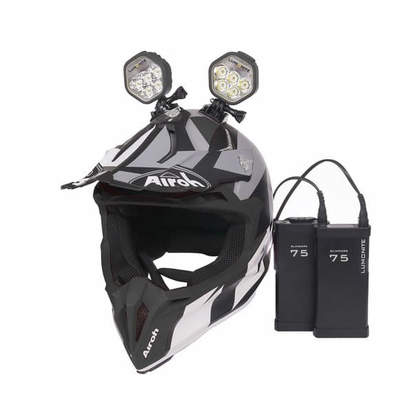 Snøscooterlykt/hjelmlykt LUMONITE Navigator2 - 4195 lm / Oppladbar, 2 x lys og batteri + GoPro-feste, 8390 lm