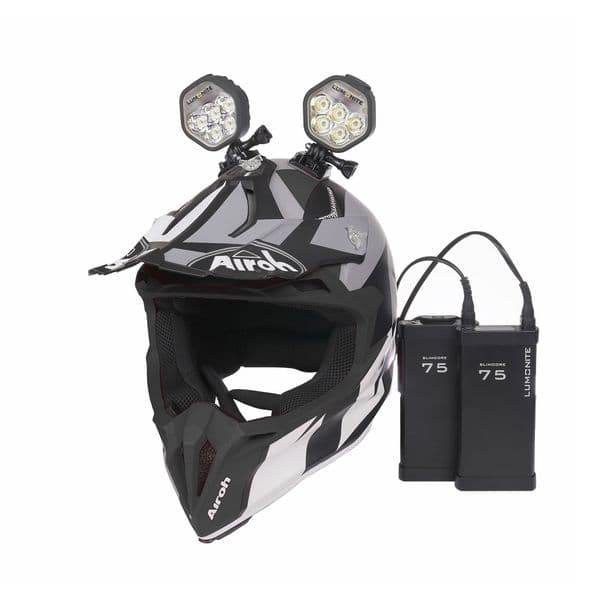 Enduro Hjelmpakke LUMONITE Navigator2 - 4195 lm / Oppladbar, 2 lykt & batteri + GoPro-feste (8390 lm)