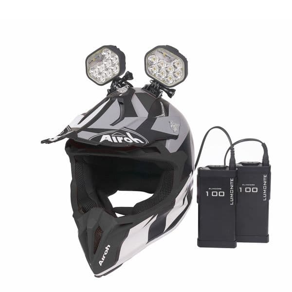 Enduro Hjelmpakke LUMONITE Leader - 6838 lm / Oppladbar, 2 lykt & batteri + GoPro-feste (13676 lm)