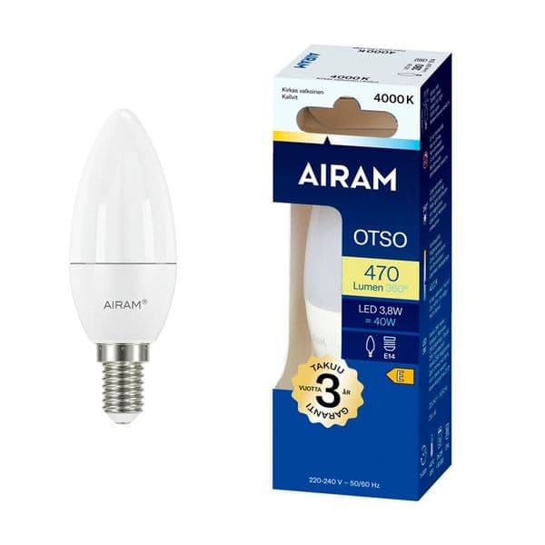 LED-pære AIRAM E14 Candle, 4000K, 3.8 W / 280 lm