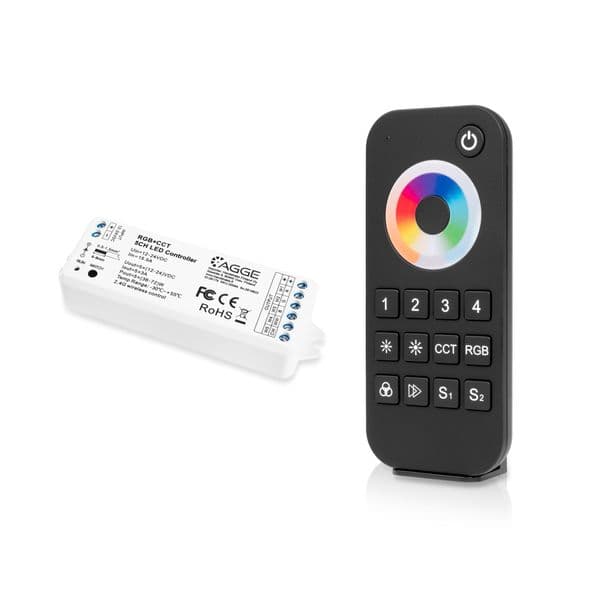 Fjernkontroll for LED-stripe AGGE RGB+CCT Touch Wheel, RF 2,4 GHz, Fjernkontroll + Driver
