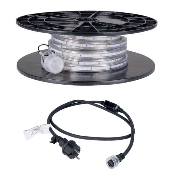LED-stripe / Arbeidsbelysning AGGE Lite 230V - 400 lm/m, 5 m, LED-stripe med strømledning (3000K)