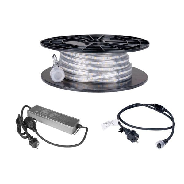 LED-stripe / Arbeidsbelysning AGGE Lite 230V - 400 lm/m, 10 m, LED-stripe med strømledning (3000K) + Powerbank