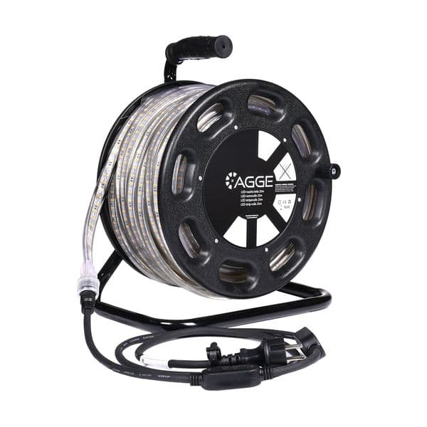 LED-stripe / Arbeidsbelysning AGGE 230V - 1500 lm/m, 25 m - Snelle, LED-stripe med strømledning (3000K)