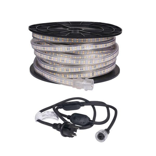 LED-stripe / Arbeidsbelysning AGGE 230V - 1500 lm/m, 20 m, LED-stripe med strømledning (3000K)