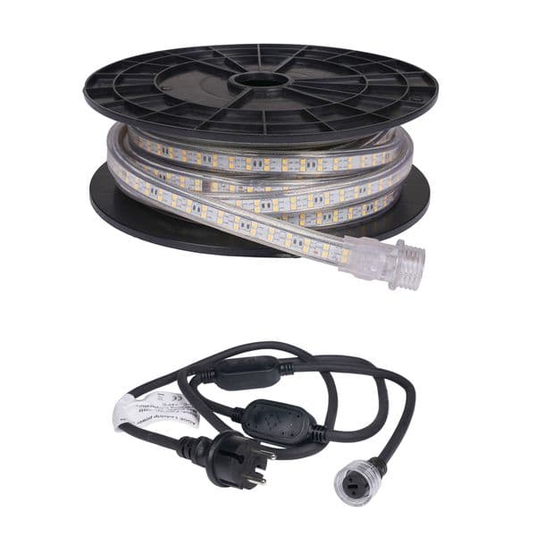 LED-stripe / Arbeidsbelysning AGGE 230V - 1500 lm/m, 10 m, LED-stripe med strømledning (3000K)