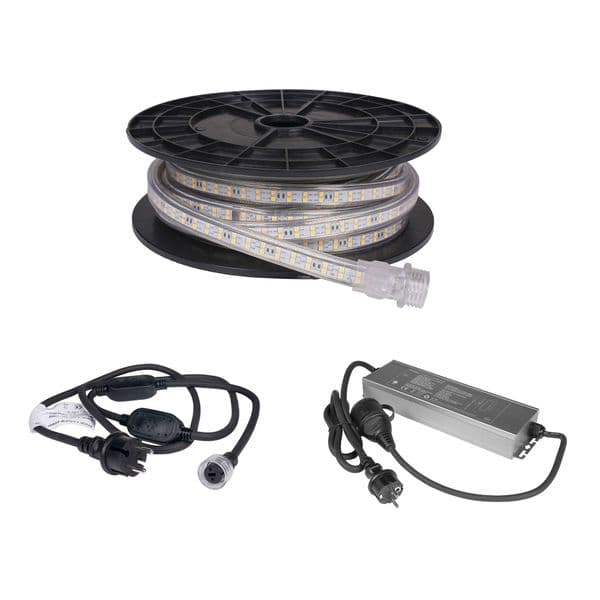 LED-stripe / Arbeidsbelysning AGGE 230V - 1500 lm/m, 10 m, LED-stripe med strømledning (3000K) + PowerBank
