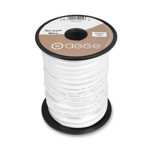 Strømkabel for LED-striper AGGE Six-Core, 18AWG/0,82 mm², 10 m