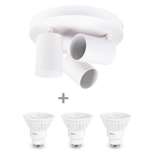 Spotlight AGGE Stage Triple, GU10, Lampe + 3 stk 9W pærer (3000K)