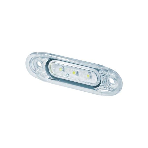 Posisjons-/Sidemarkeringslys STRANDS Side Marker White Lens - 12/24V / 79 mm, Hvit