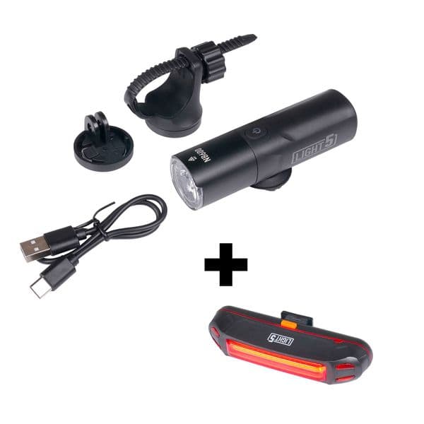 Sykkellykt LIGHT5 NB600 - 600 lm / Oppladbar, Frontlys + Light5 Streak baklys