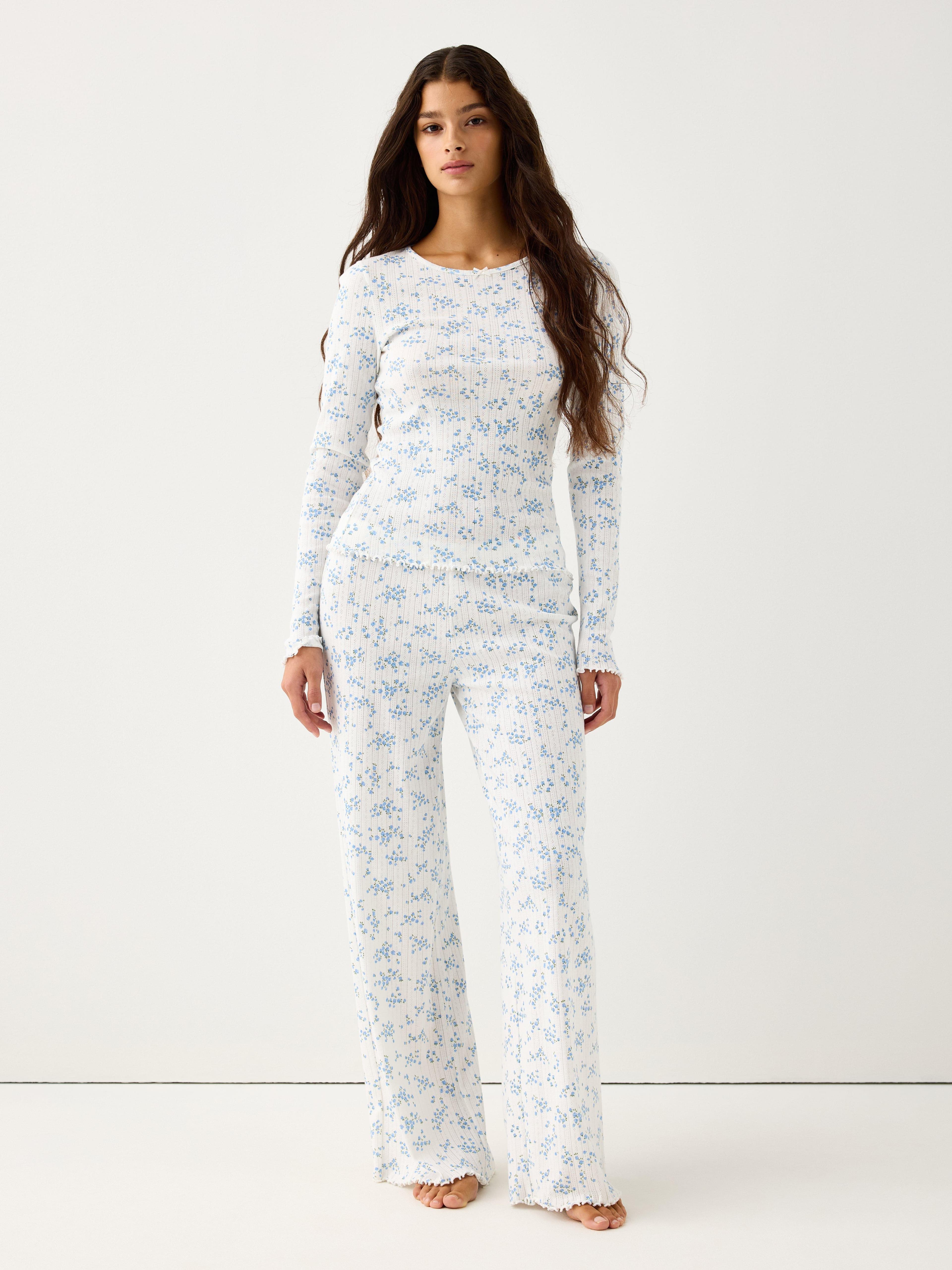 Vid pyjamasbukse i pointelle
