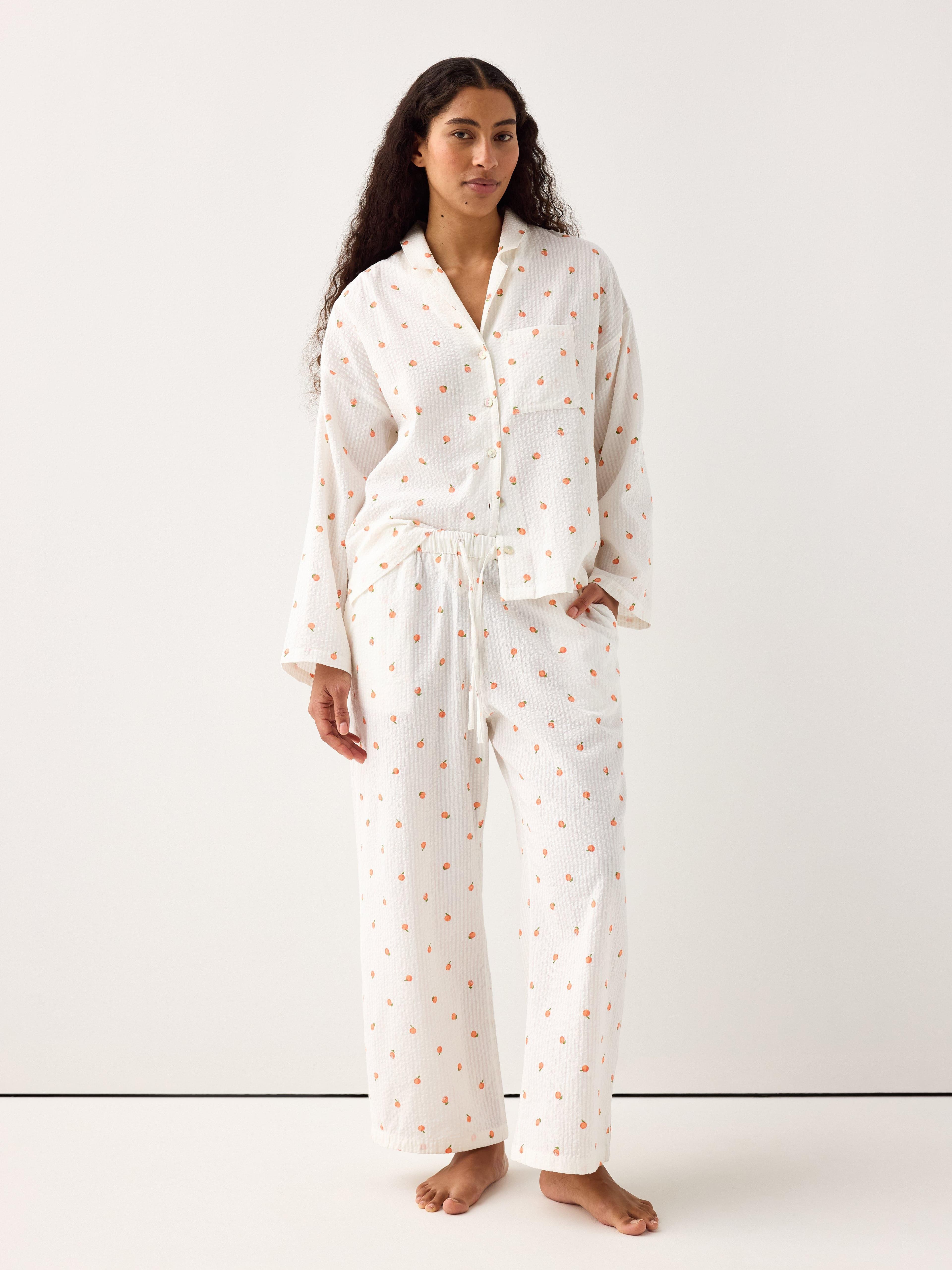 Cropped pyjamasbukser i seersucker