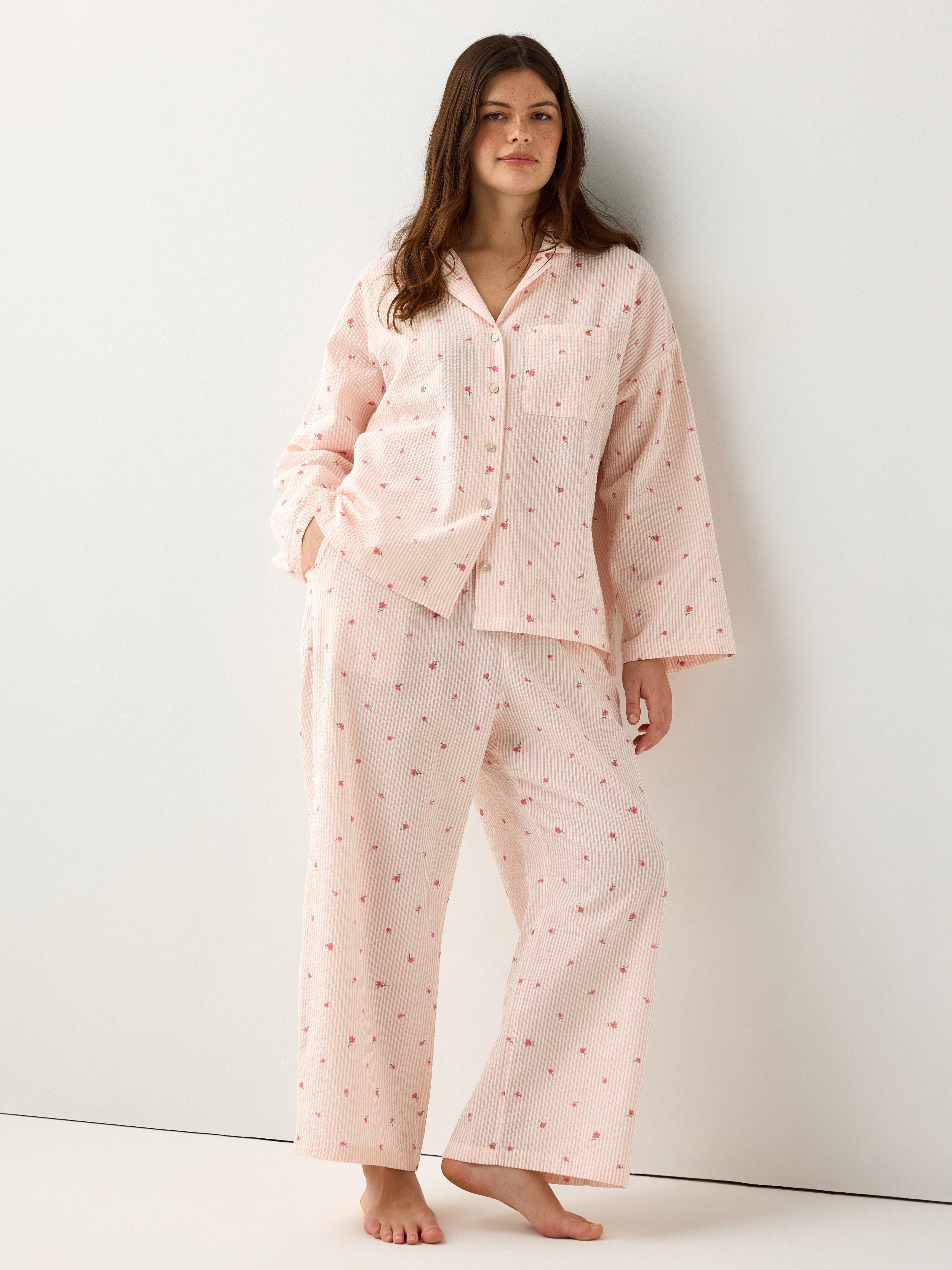 Cropped pyjamasbukser i seersucker