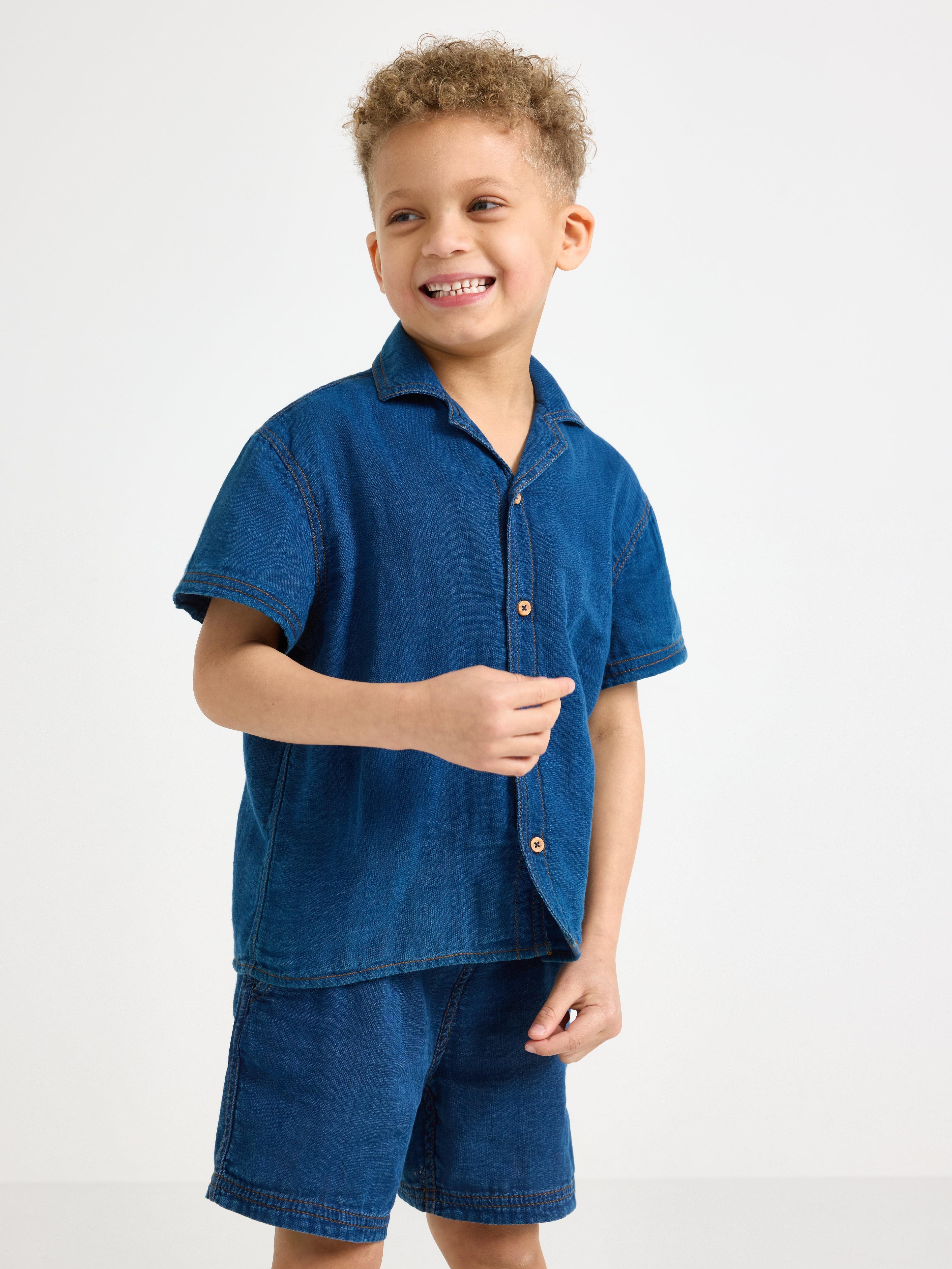 Kortermet skjorte med denim-look