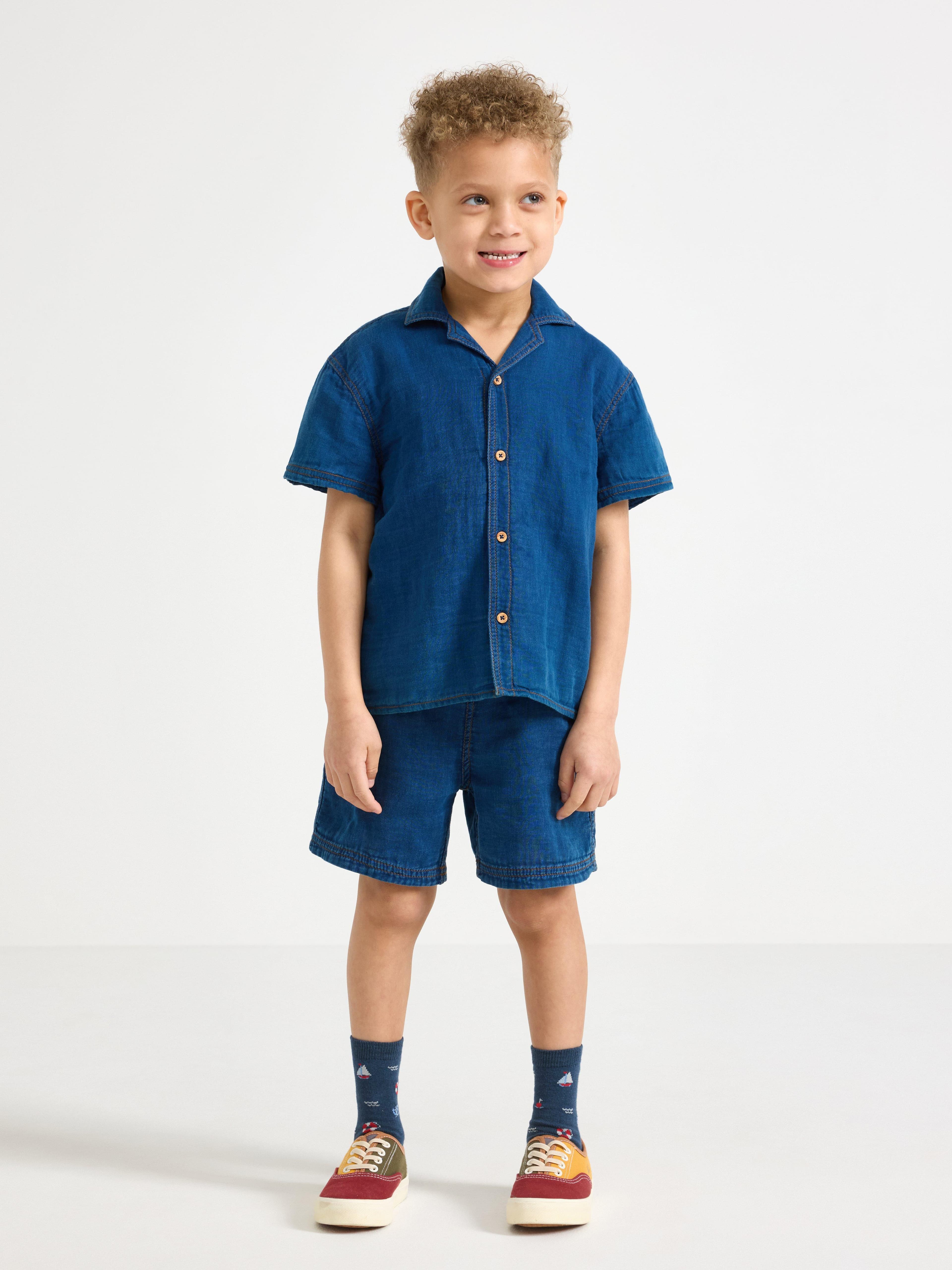 Shorts med denim-look