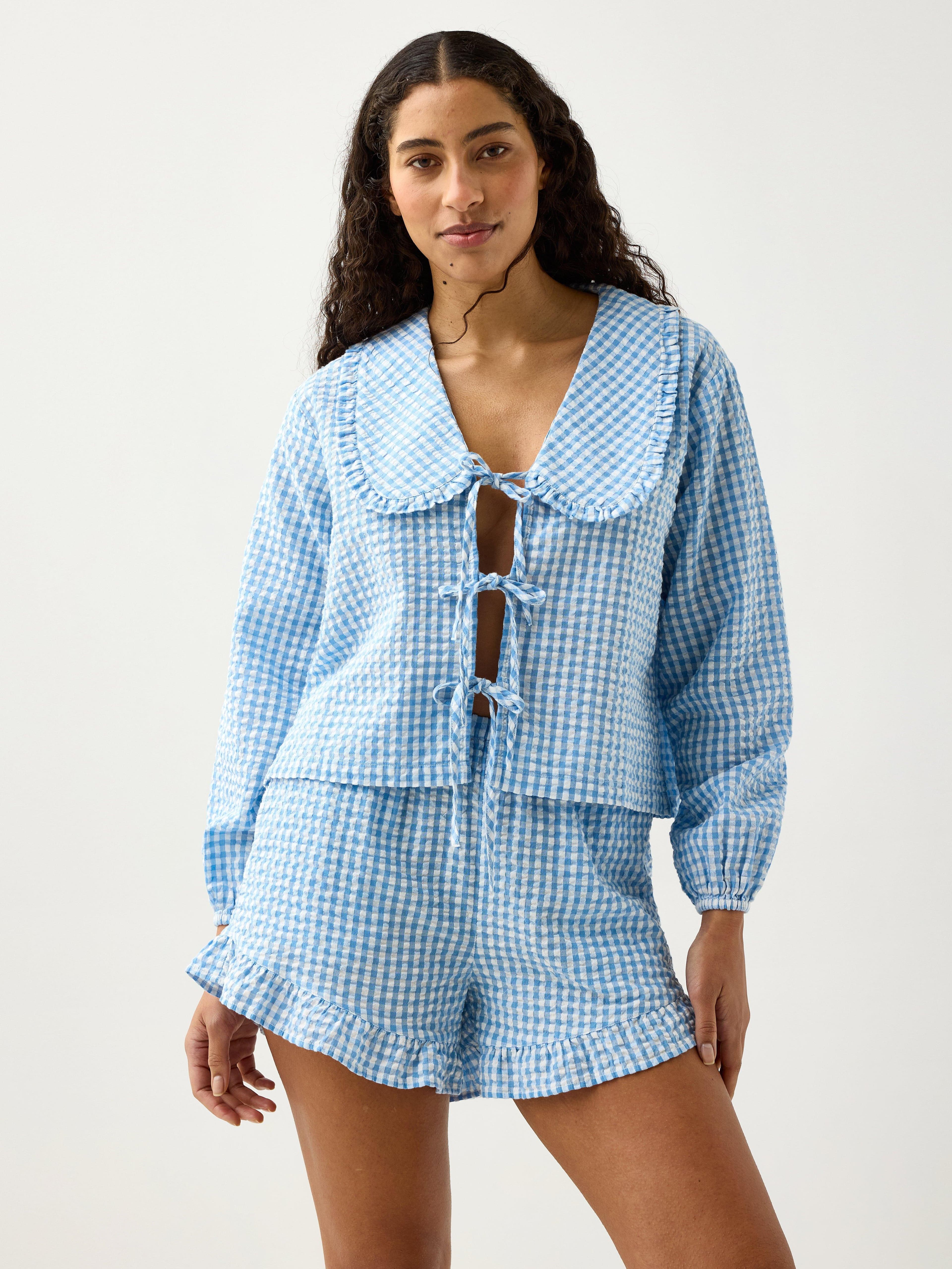 Pyjamasskjorte i seersucker