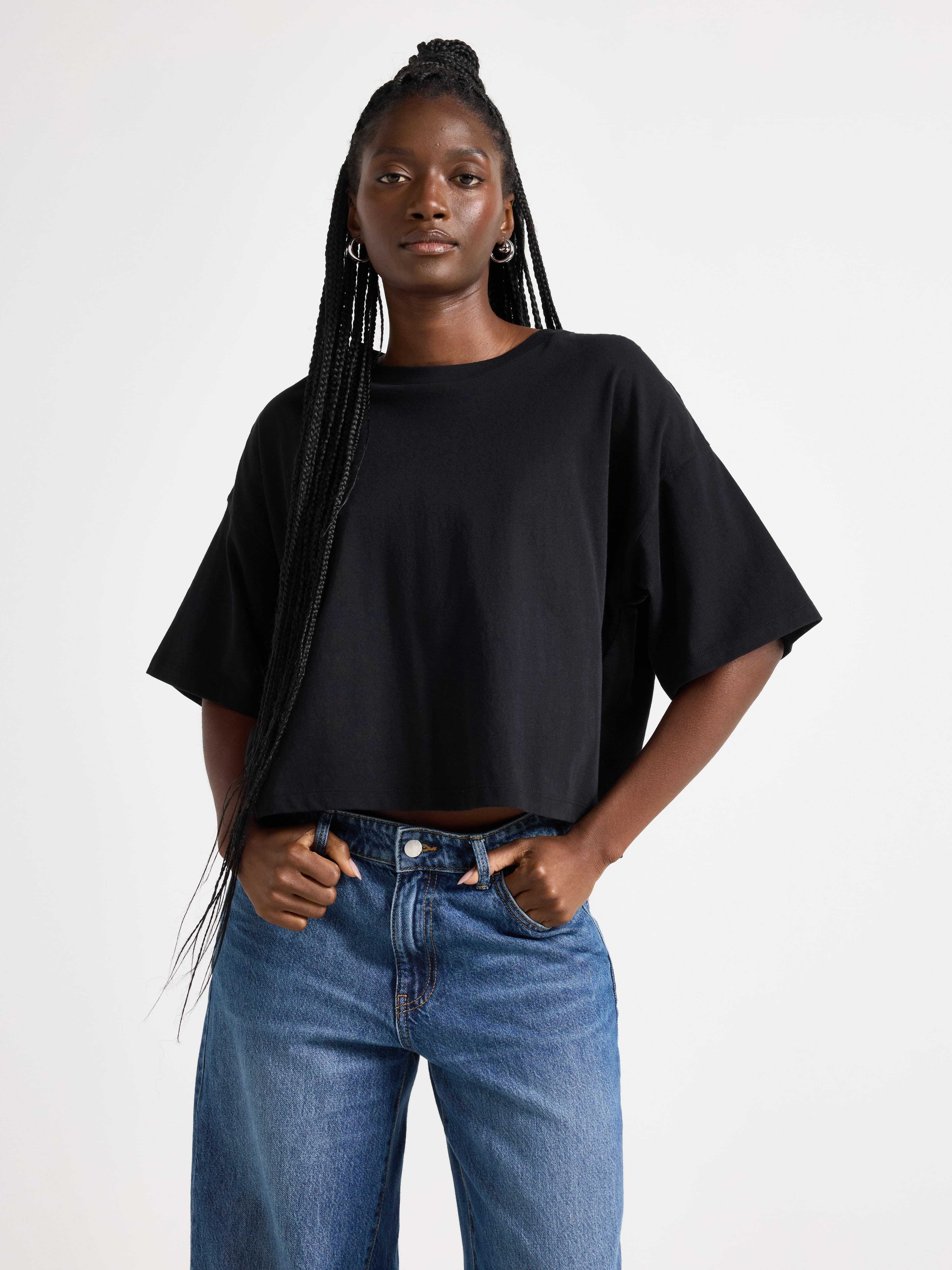 Cropped topp med korte ermer
