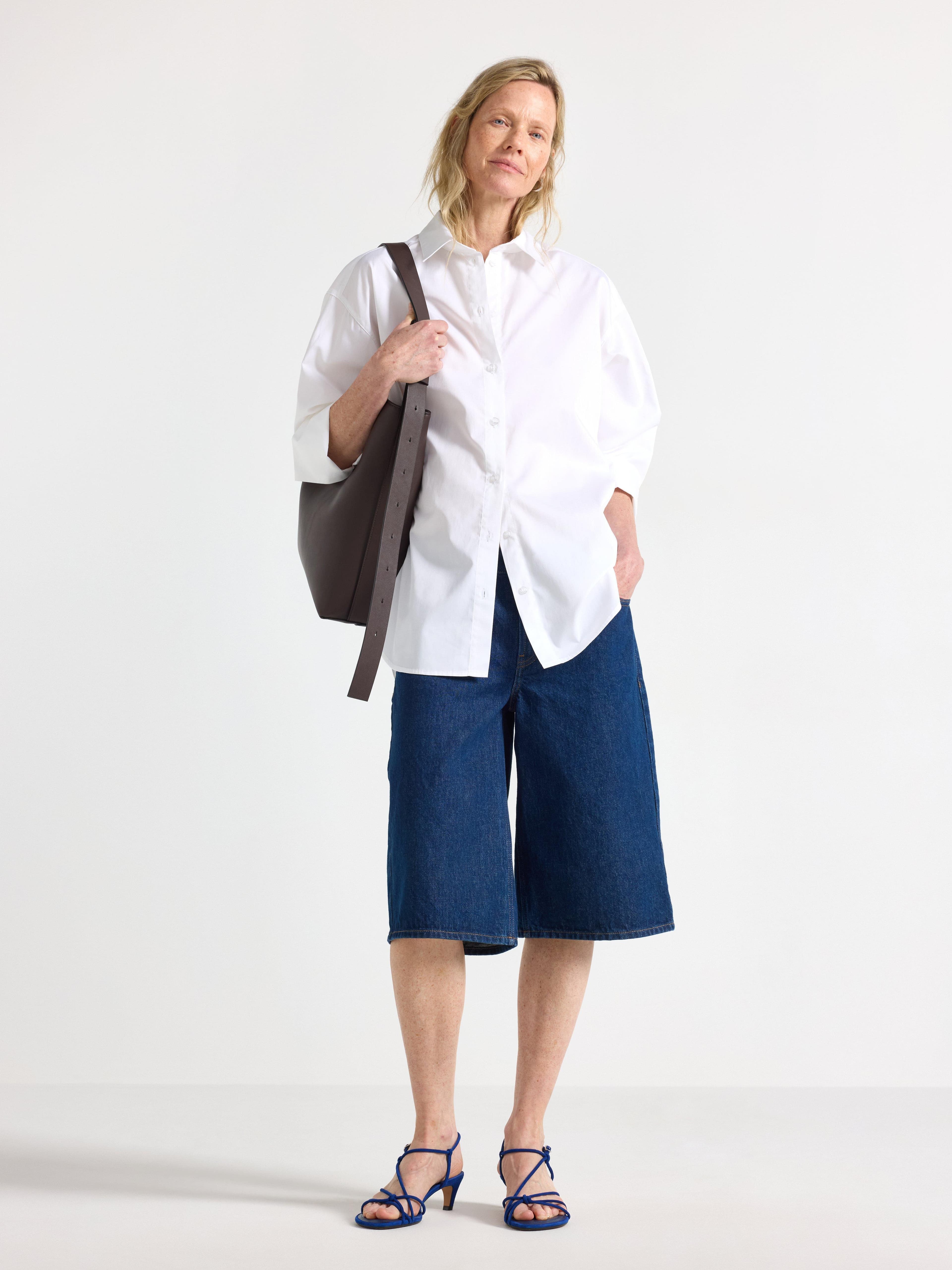 Lange denimshorts