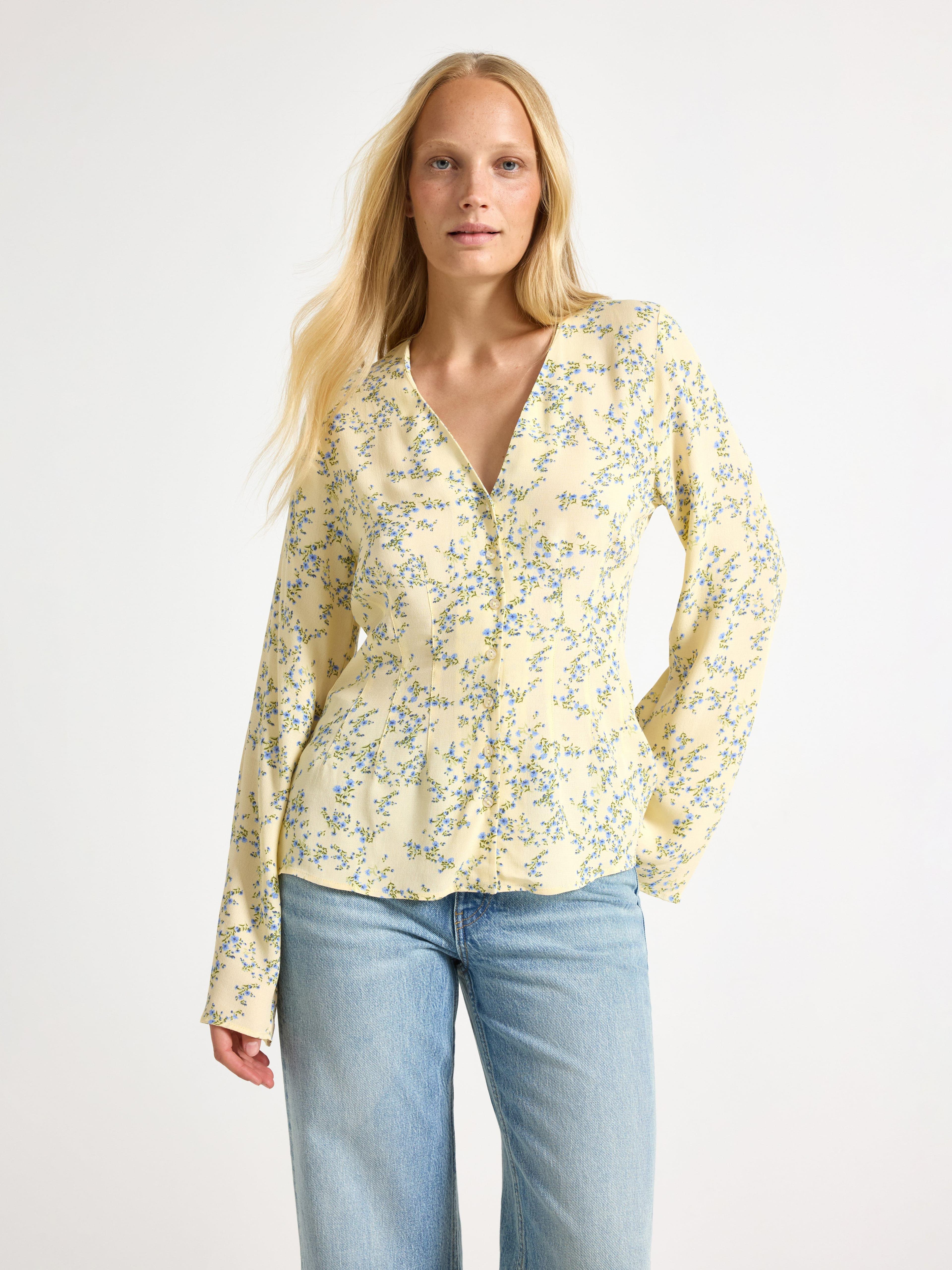 Bluse med blomsterprint