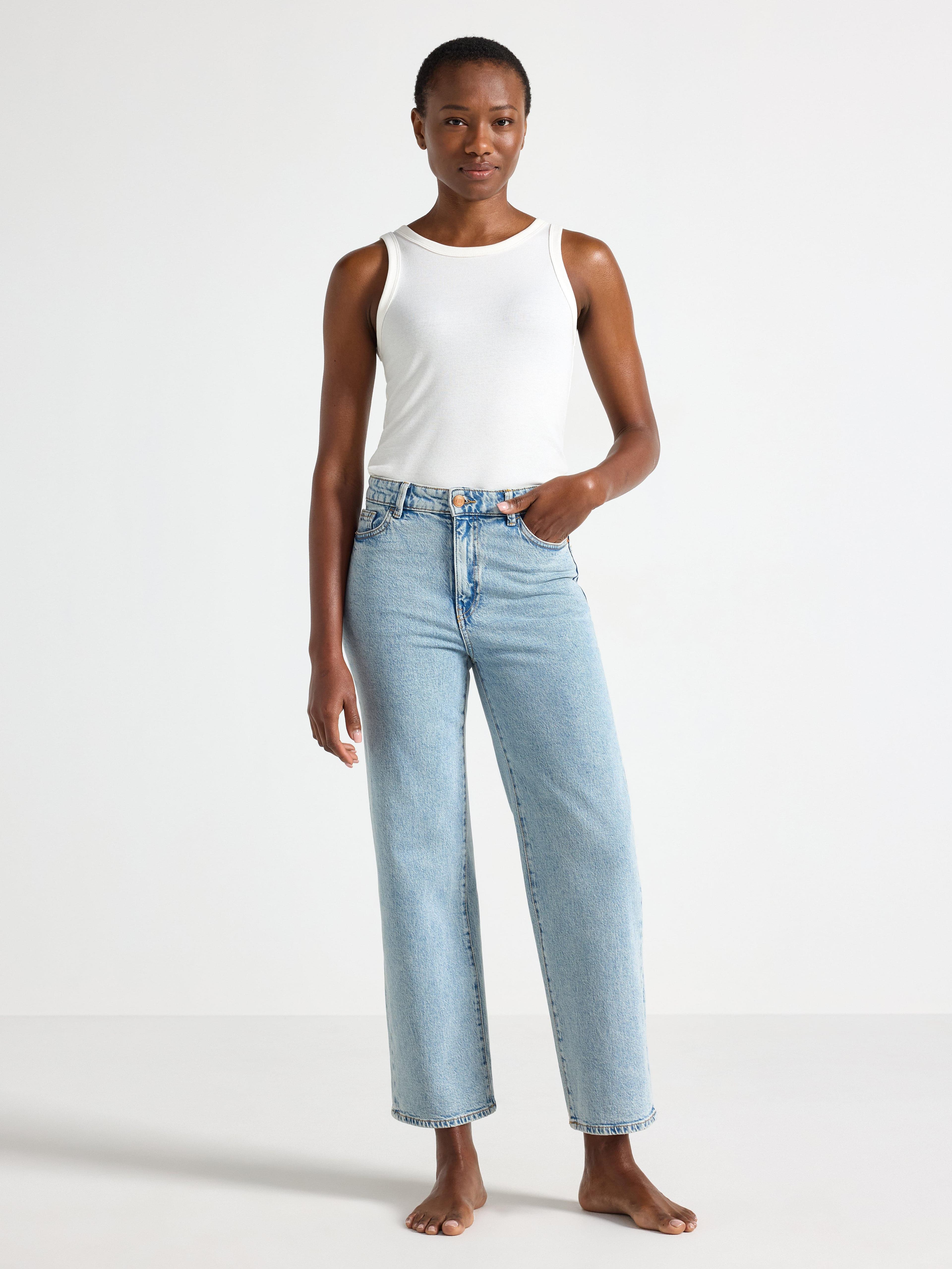 WIDE Hanna cropped  jeans med lett stretch